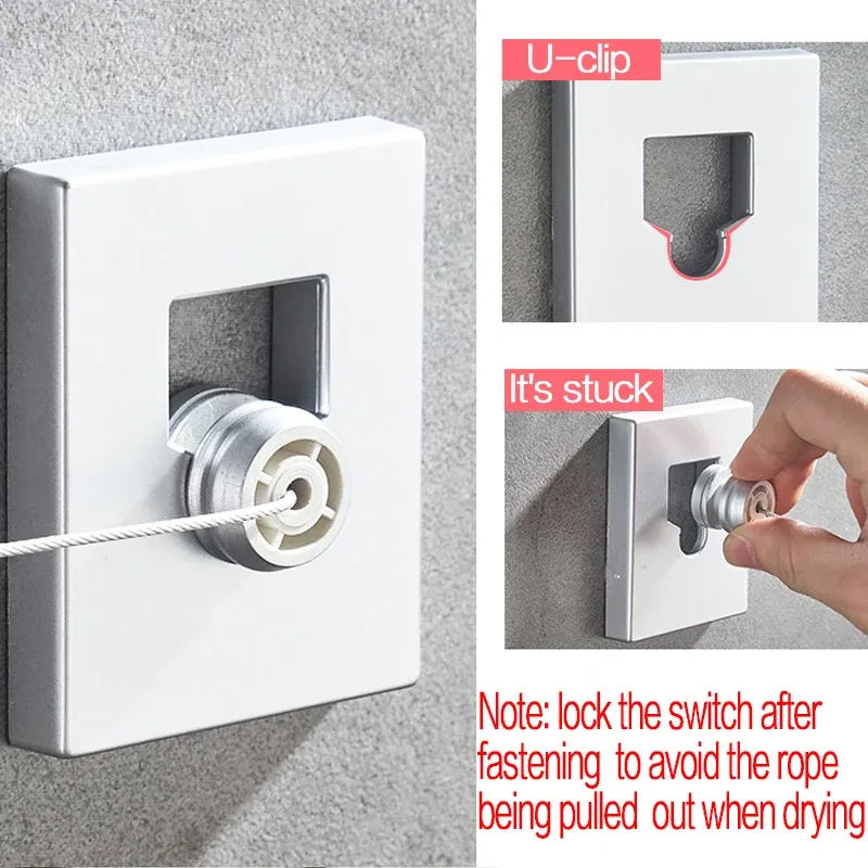 Corde à linge rétractable en acier inoxydable, séchoir à linge extractible et compact pour la maison 5