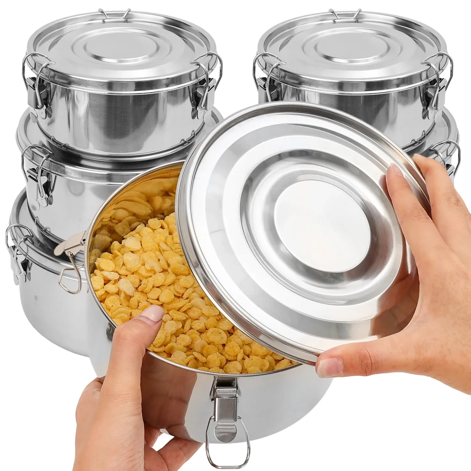 Boîte bento en acier inoxydable avec couvercle, anti-fuite, boîte à déjeuner en métal pour le camping et le pique-nique - Image 1
