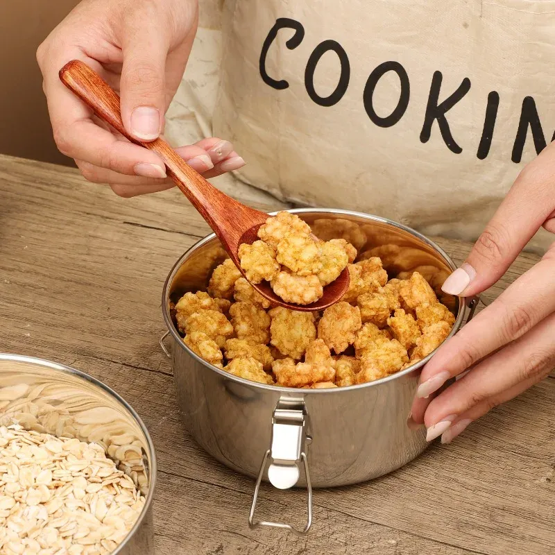 Boîte bento en acier inoxydable avec couvercle, anti-fuite, boîte à déjeuner en métal pour le camping et le pique-nique 3