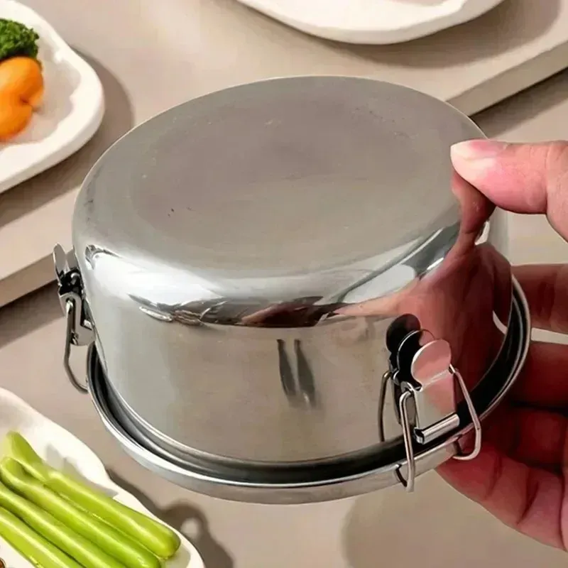 Boîte bento en acier inoxydable avec couvercle, anti-fuite, boîte à déjeuner en métal pour le camping et le pique-nique 6