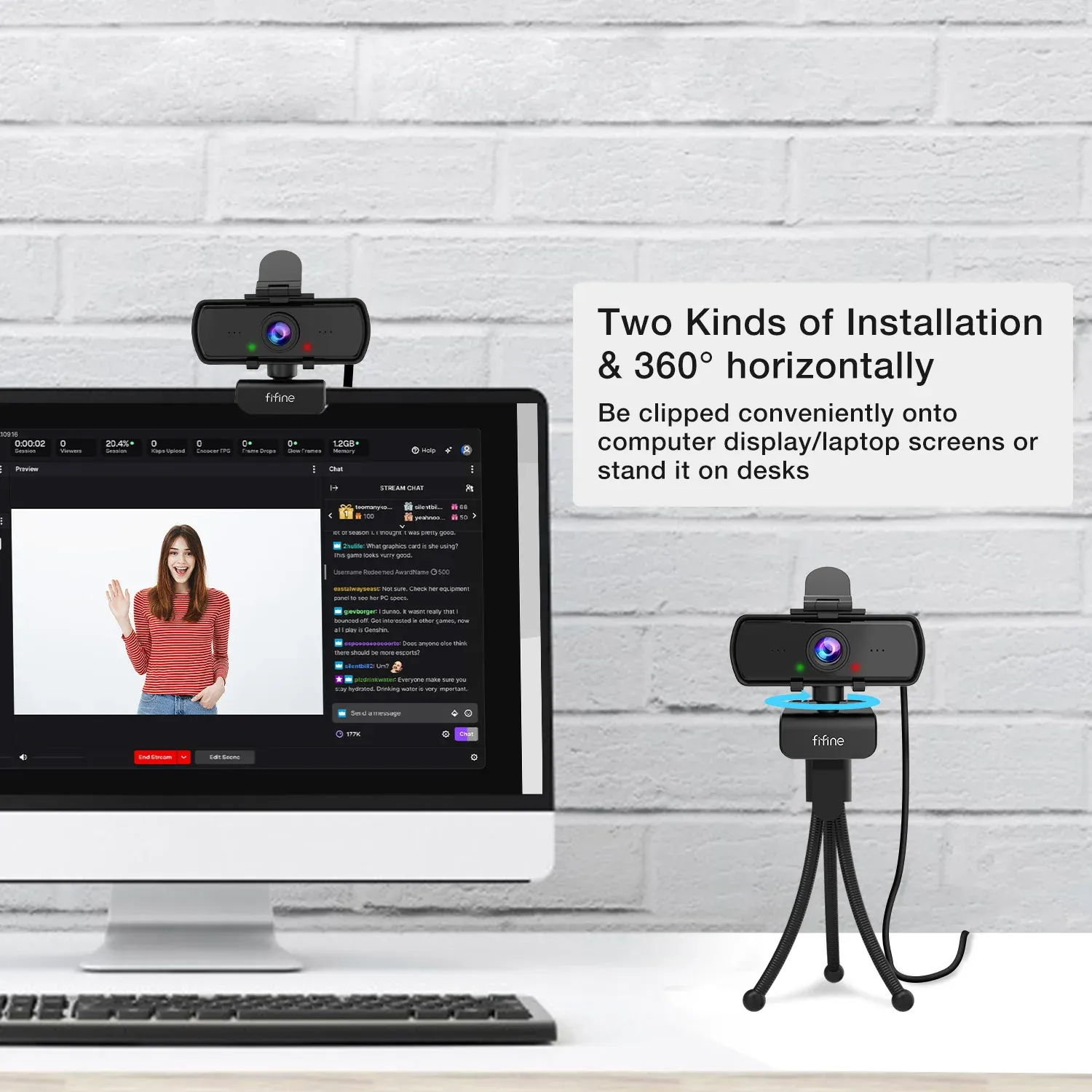 Installation de la webcam FIFINE K420 sur écran