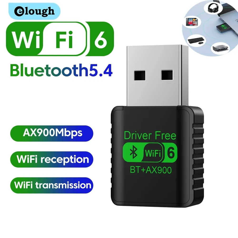 Adaptateur USB WiFi 6 AX900 avec Bluetooth 5.4, carte réseau sans fil double bande 2,4 GHz et 5 GHz, antenne Wi-Fi, pilote PC inclus 1