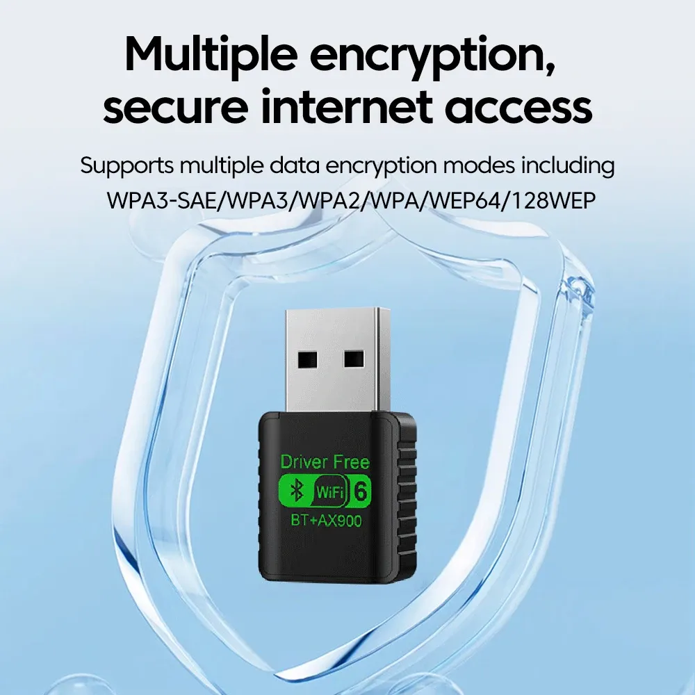 Adaptateur USB WiFi 6 AX900 avec Bluetooth 5.4, carte réseau sans fil double bande 2,4 GHz et 5 GHz, antenne Wi-Fi, pilote PC inclus 6