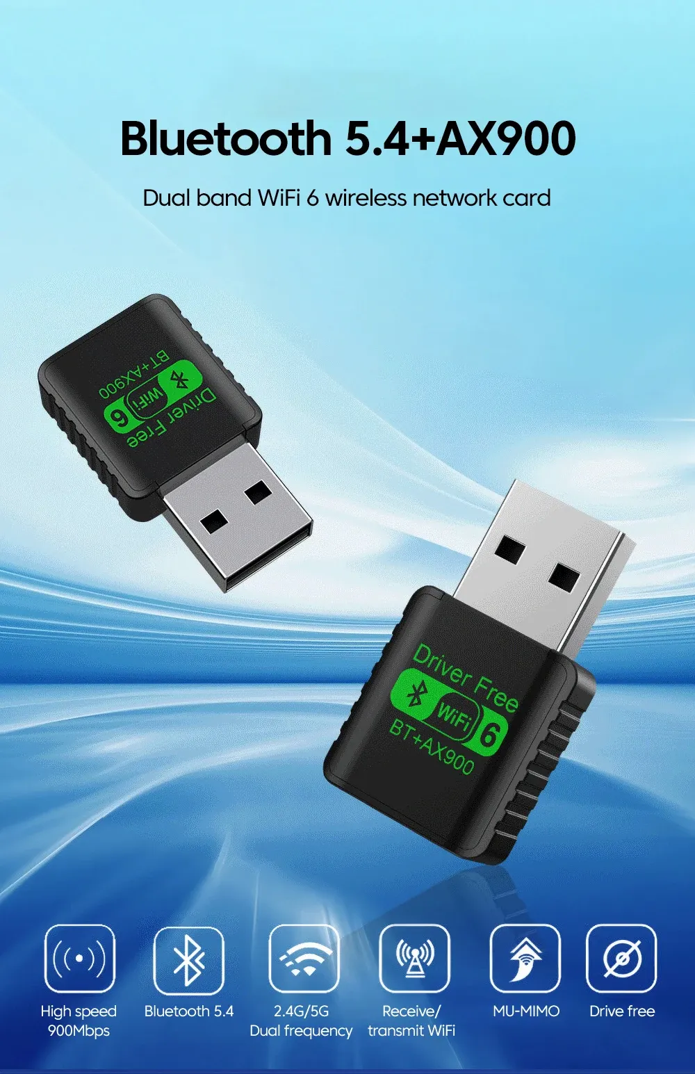 Carte réseau sans fil AX900 Wi-Fi 6 et Bluetooth 5.4 - vue 3