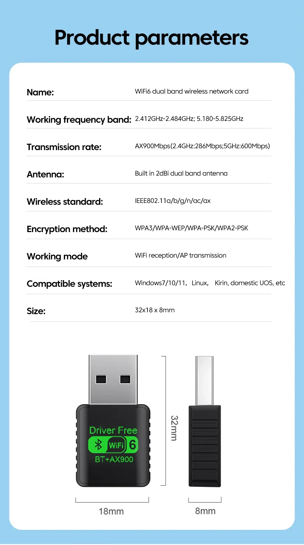 Carte réseau sans fil AX900 Wi-Fi 6 et Bluetooth 5.4 - vue 1