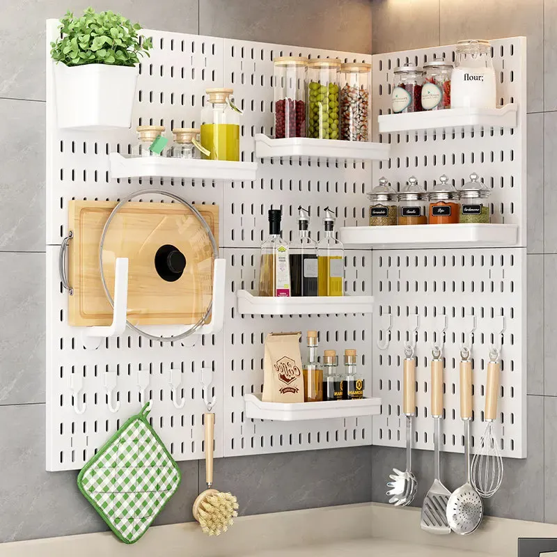 Étagères murales en panneau perforé pour salle de jeux, salle de bain et cuisine, organisateur de rangement avec accessoires 6