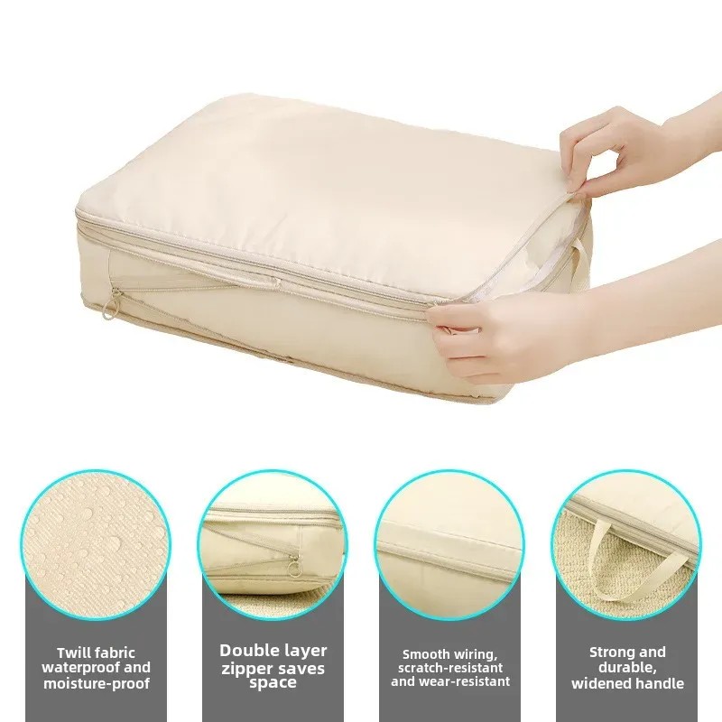 Ensemble de 4 cubes de rangement compressibles pour voyage, organisateurs de vêtements étanches pour valise 3