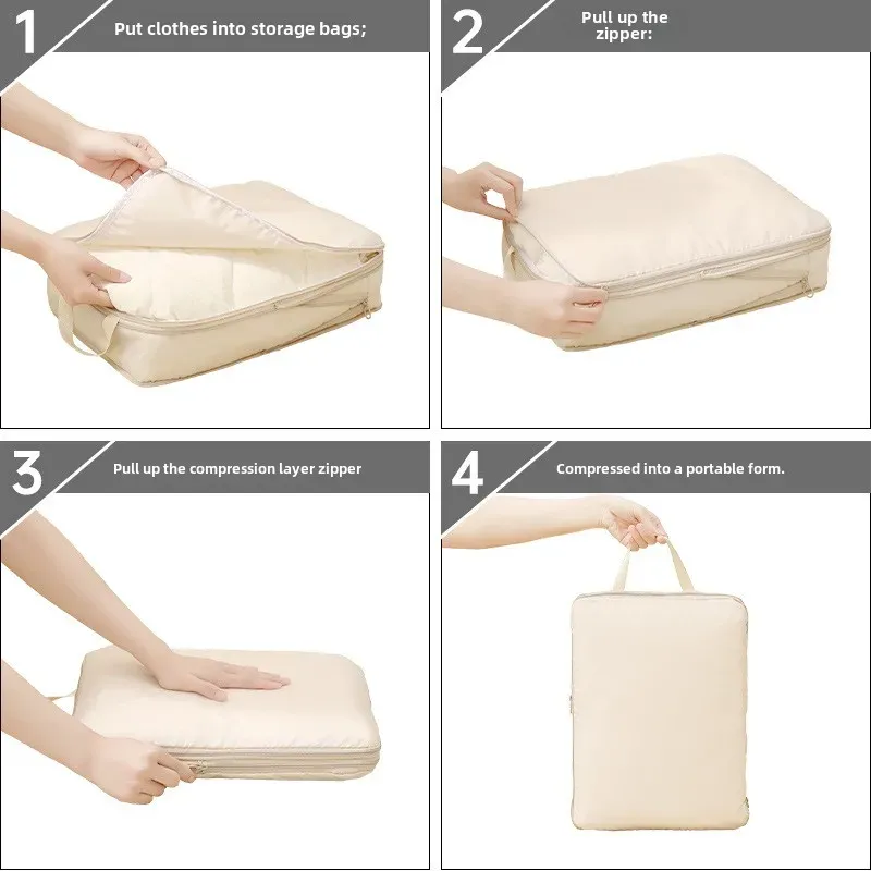 Ensemble de 4 cubes de rangement compressibles pour voyage, organisateurs de vêtements étanches pour valise 4