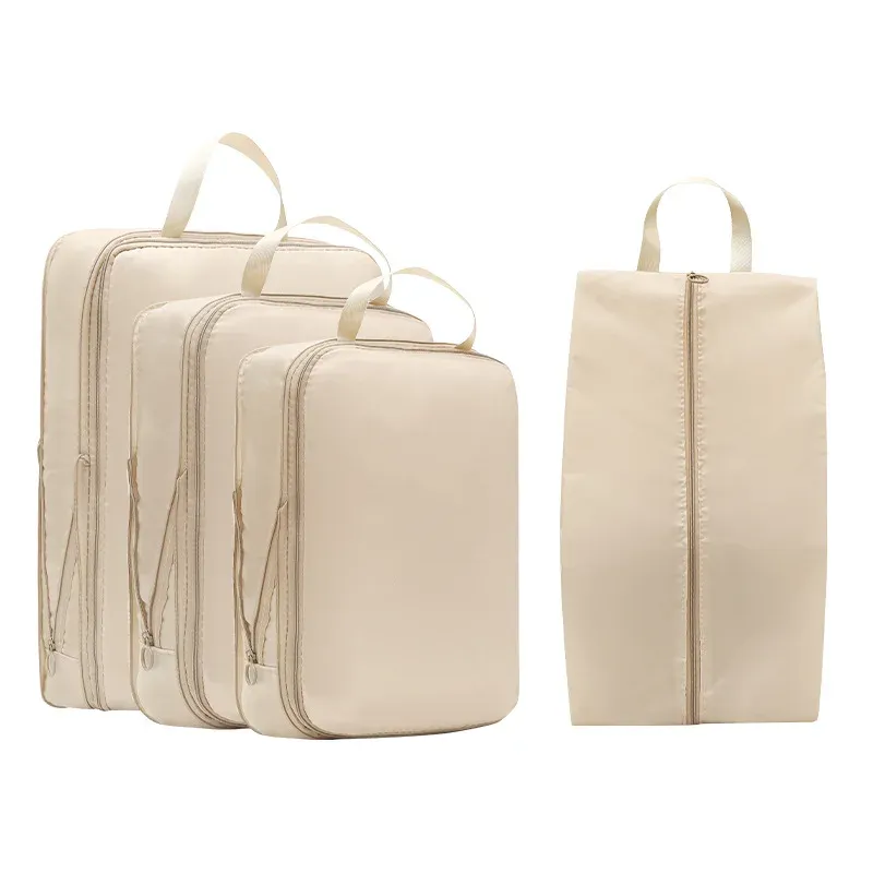Ensemble de 4 cubes de rangement compressibles pour voyage, organisateurs de vêtements étanches pour valise 5