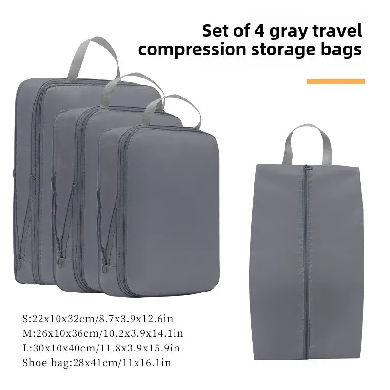 Ensemble de 4 cubes de rangement compressibles pour voyage, organisateurs de vêtements étanches pour valise 6