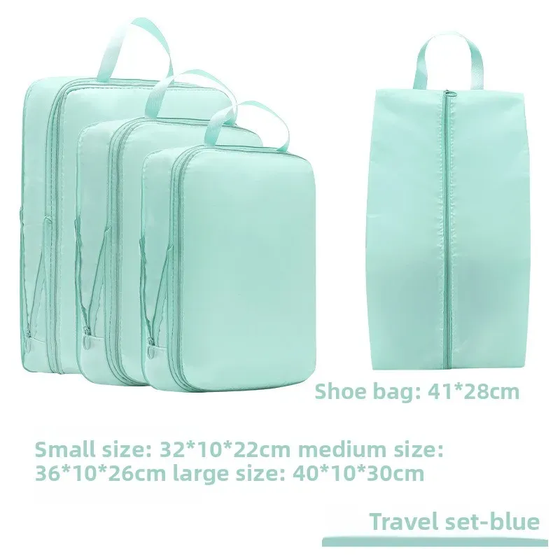 Ensemble de 4 cubes de rangement compressibles pour voyage, organisateurs de vêtements étanches pour valise 8