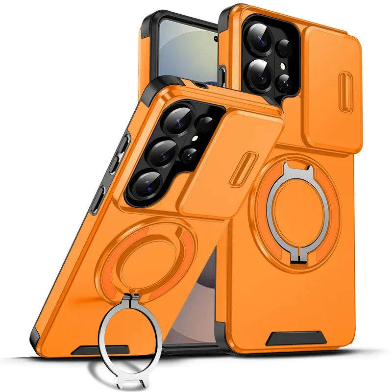 Coque de protection pour Samsung Galaxy S26 Ultra 5G avec cache coulissant pour appareil photo, support magnétique pour voiture et anneau métallique 10