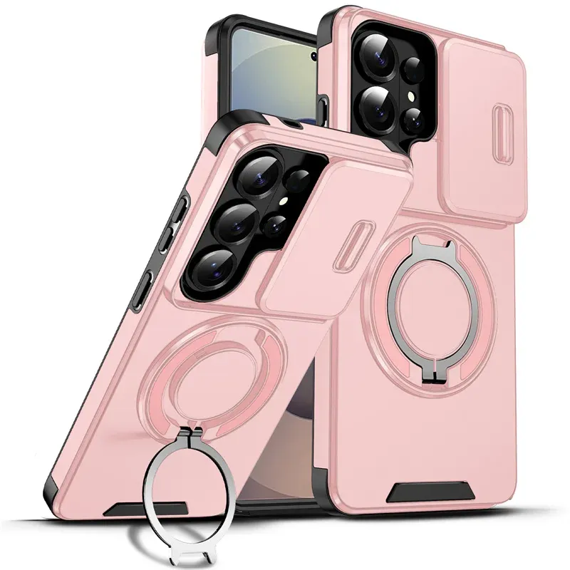 Coque de protection pour Samsung Galaxy S26 Ultra 5G avec cache coulissant pour appareil photo, support magnétique pour voiture et anneau métallique 9