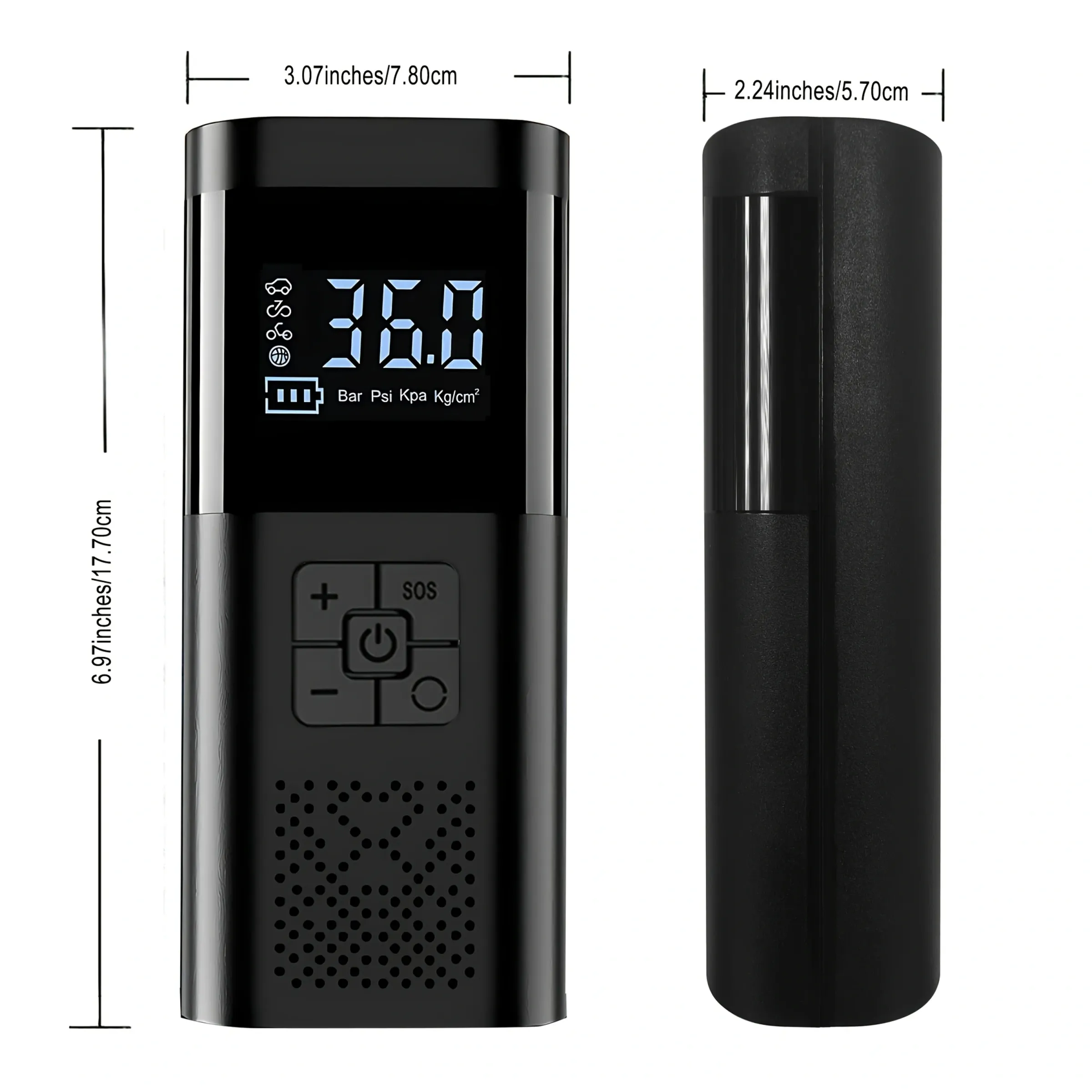 Compresseur d'air portable sans fil 150 PSI avec manomètre numérique, gonfleur de pneus pour voiture, moto et vélo 6
