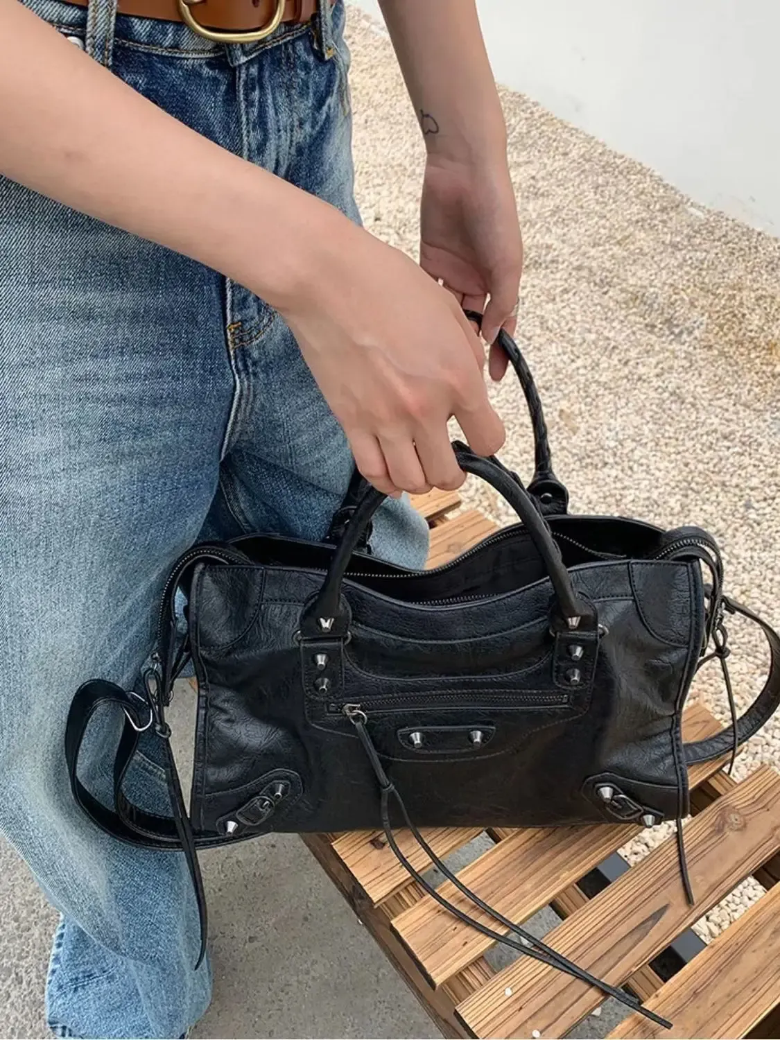 Sac à bandoulière femme en cuir PU, style urbain Y2K 4