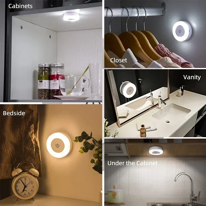 Veilleuse LED tactile rechargeable USB, magnétique et portable, à économie d'énergie, idéale pour chambre et couloir 5