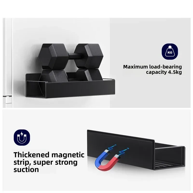 Étagère magnétique pour réfrigérateur avec panier latéral pour épices et petits articles 4