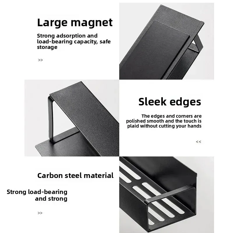 Étagère magnétique pour réfrigérateur avec panier latéral pour épices et petits articles 5
