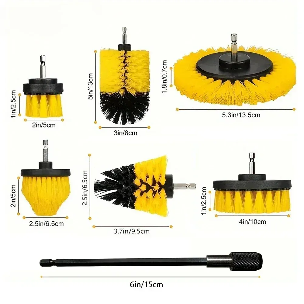 Ensemble de brosses rondes en nylon pour perceuse électrique, kit de nettoyage pour tapis et vitres à poils haute densité 2