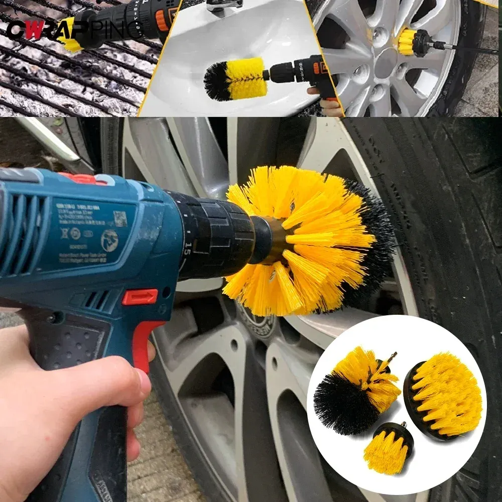 Ensemble de brosses rondes en nylon pour perceuse électrique, kit de nettoyage pour tapis et vitres à poils haute densité 6