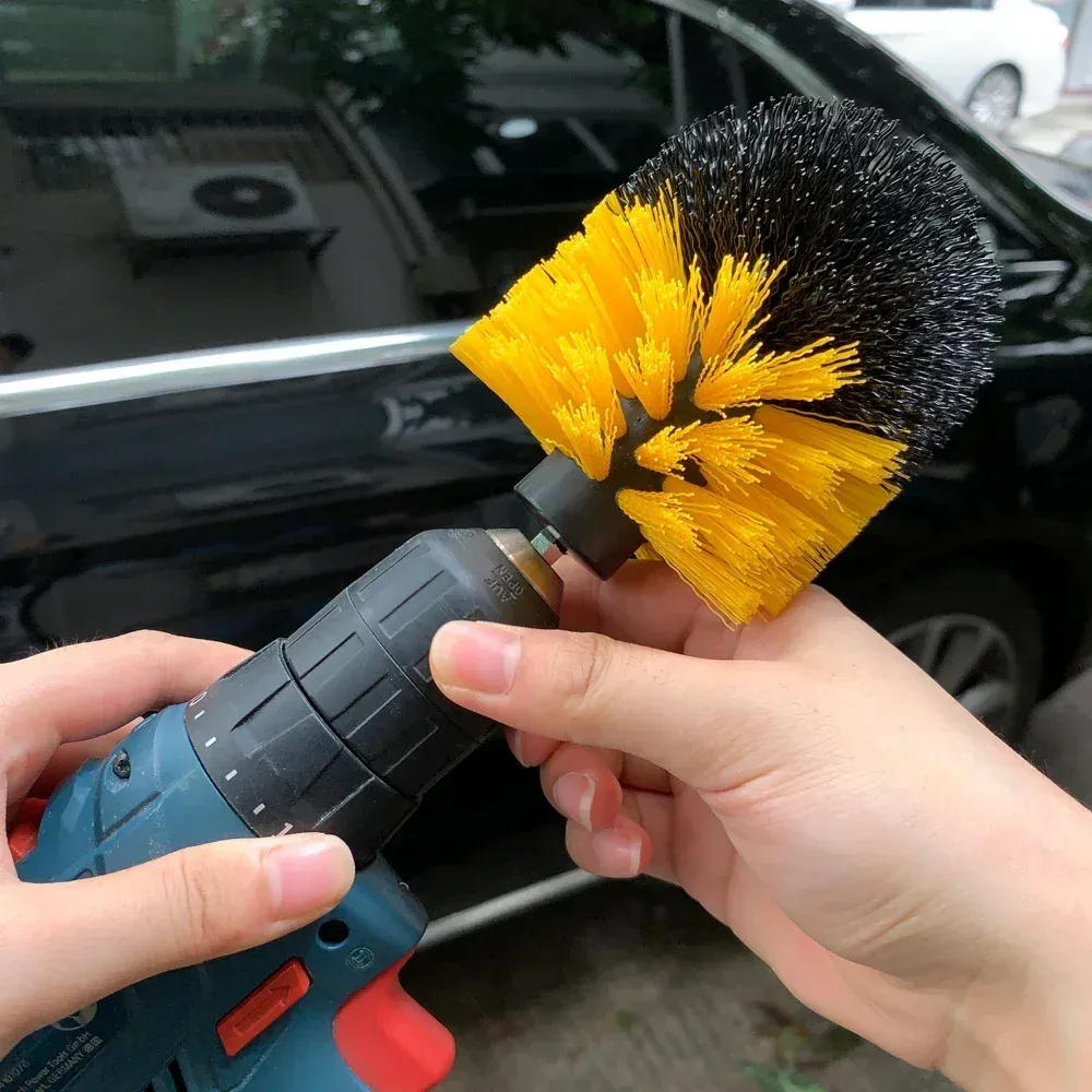 Brosses de nettoyage rondes en nylon pour perceuse électrique, vue d'ensemble