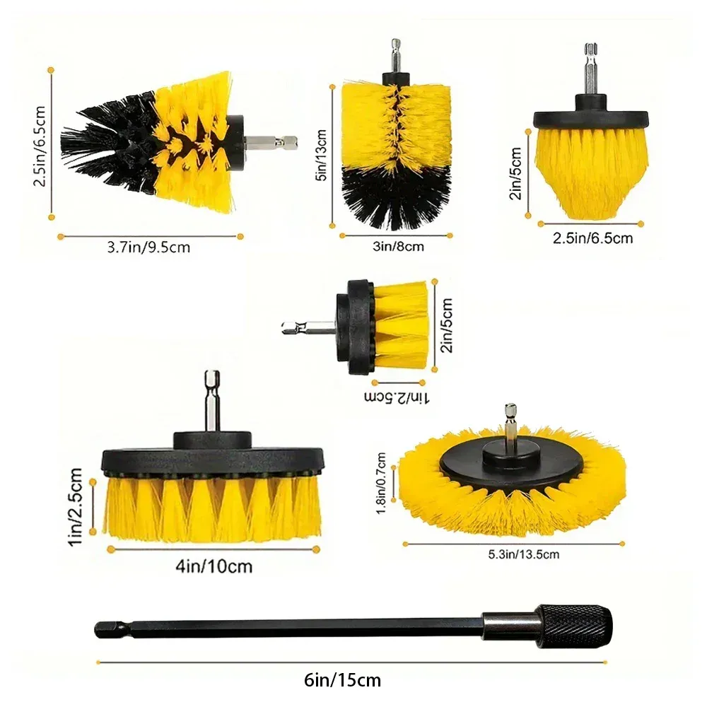 Ensemble de brosses rondes en nylon pour perceuse électrique, kit de nettoyage pour tapis et vitres à poils haute densité 8