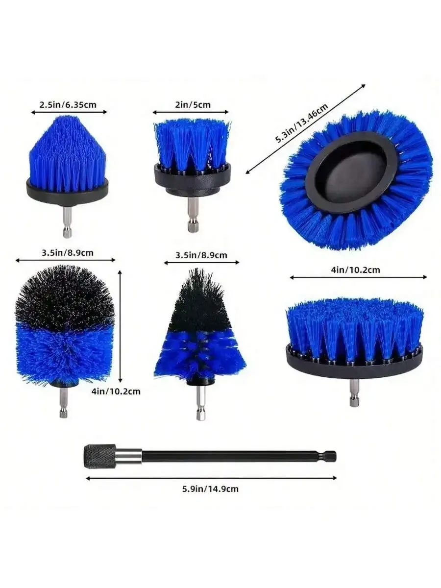 Ensemble de brosses rondes en nylon pour perceuse électrique, kit de nettoyage pour tapis et vitres à poils haute densité 7