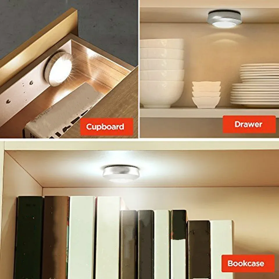 Veilleuse LED sans fil à capteur tactile, alimentée par batterie, pour armoire, placard, escalier, chambre ou cuisine (Mini Stonego) 3