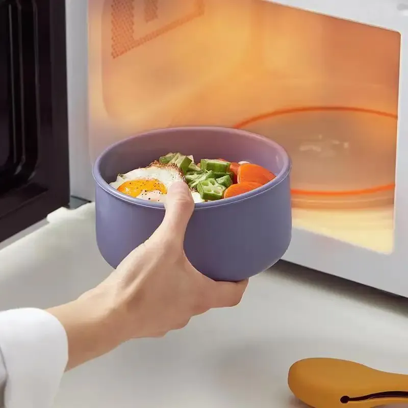 Boîte à déjeuner ronde en silicone 700 ml, contenant de conservation en silicone compatible micro-ondes, grande capacité, boîte bento pour salade et collation 6