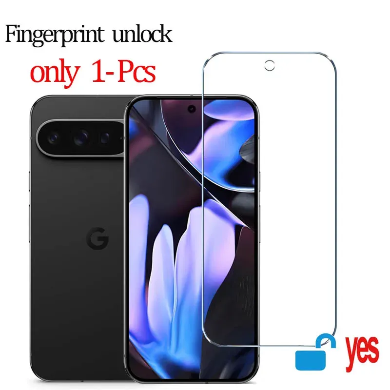Verre trempé pour Google Pixel 9 Pro, compatible déverrouillage par empreinte digitale 7