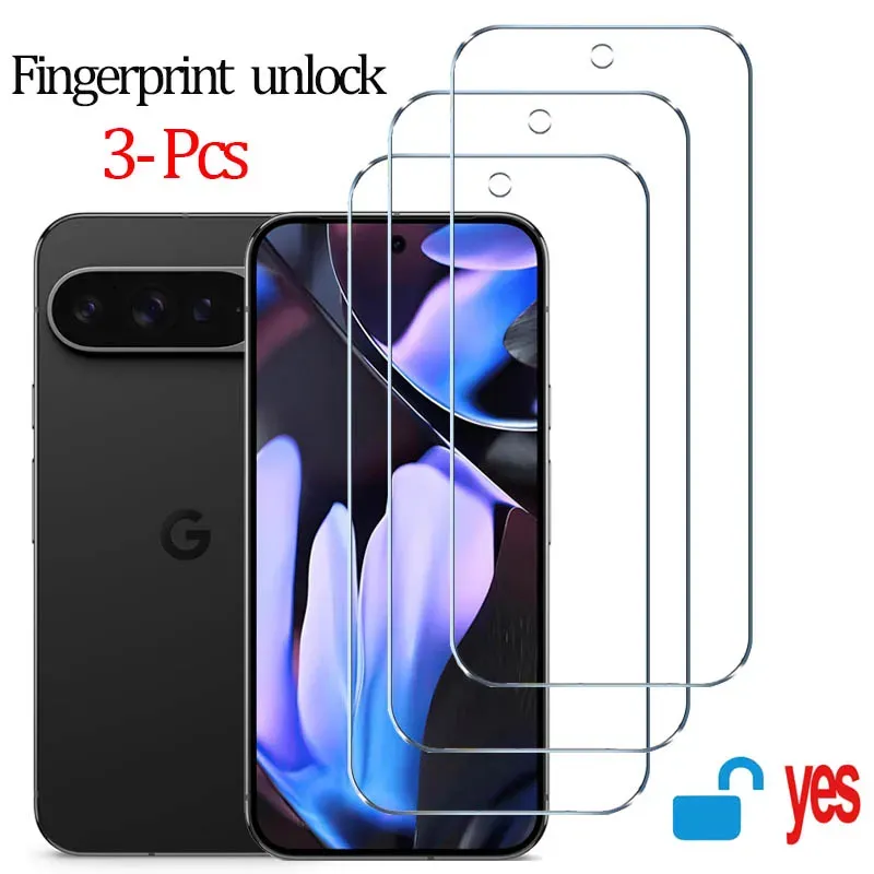 Verre trempé pour Google Pixel 9 Pro, compatible déverrouillage par empreinte digitale 9
