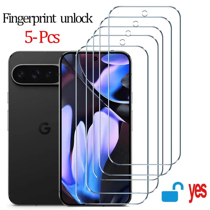 Verre trempé pour Google Pixel 9 Pro, compatible déverrouillage par empreinte digitale 8