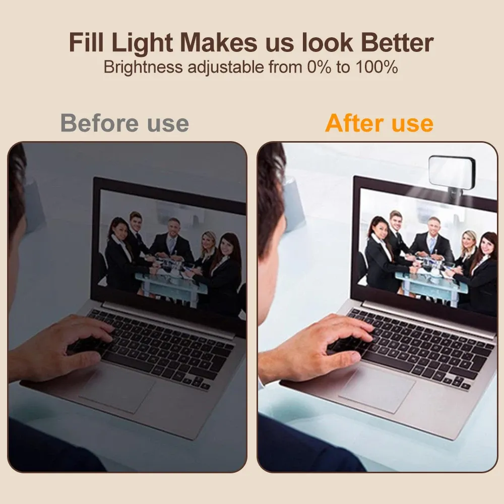 Mini lumière de remplissage utilisée lors d'un appel vidéo