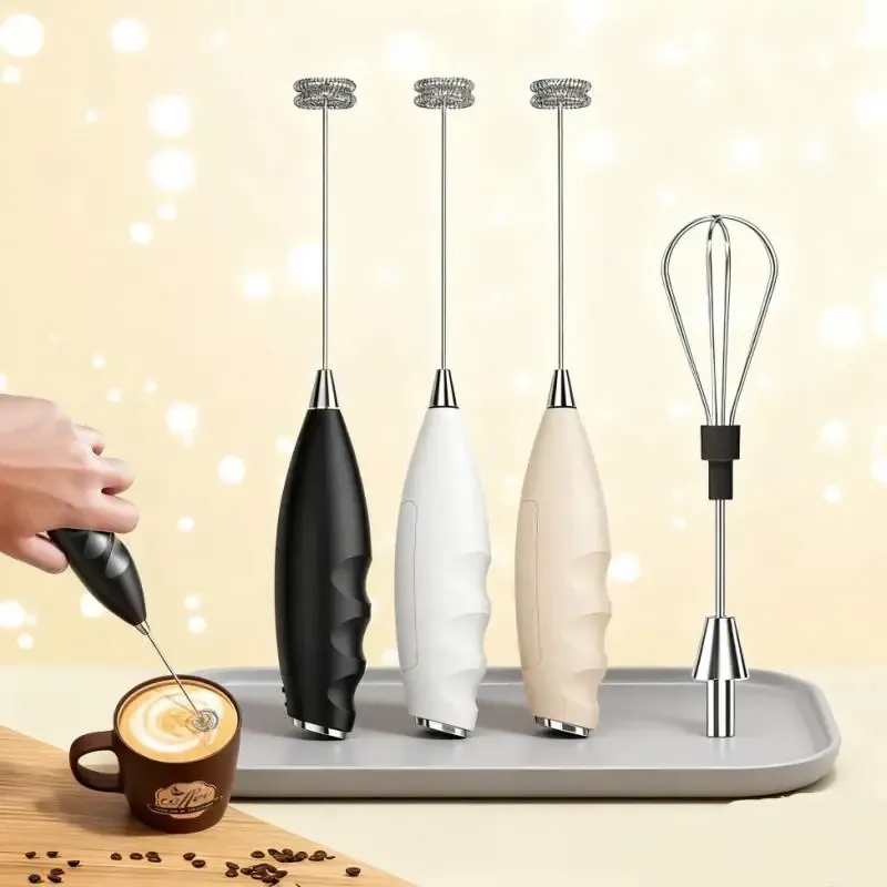 Mousseur à lait électrique sans fil à piles, mousseur à main pour café, crème et soupes