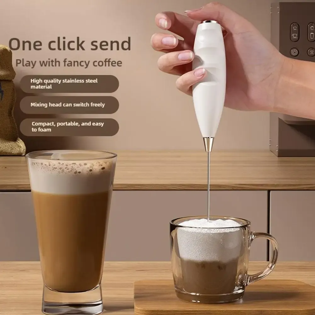 Mousseur à lait électrique sans fil à piles, mousseur à main pour café, crème et soupes 4