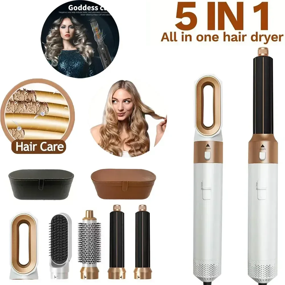 Ensemble 5 en 1 : sèche-cheveux, brosse chauffante, fer à friser, lisseur et outil de coiffure professionnel, compatible avec le Dyson Airwrap