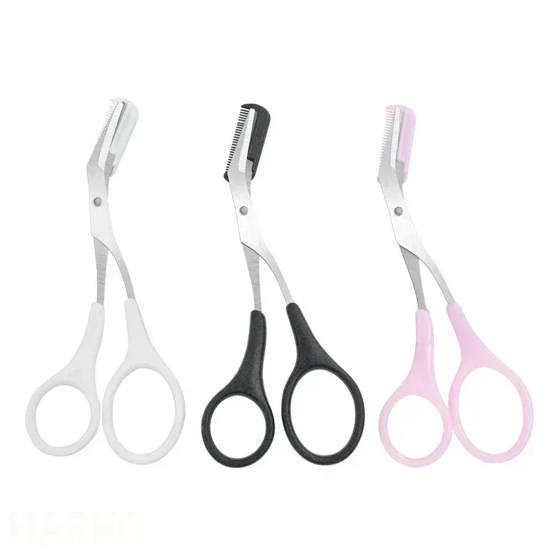 Ciseaux à sourcils en acier inoxydable avec peigne, outil de beauté pour femme 2