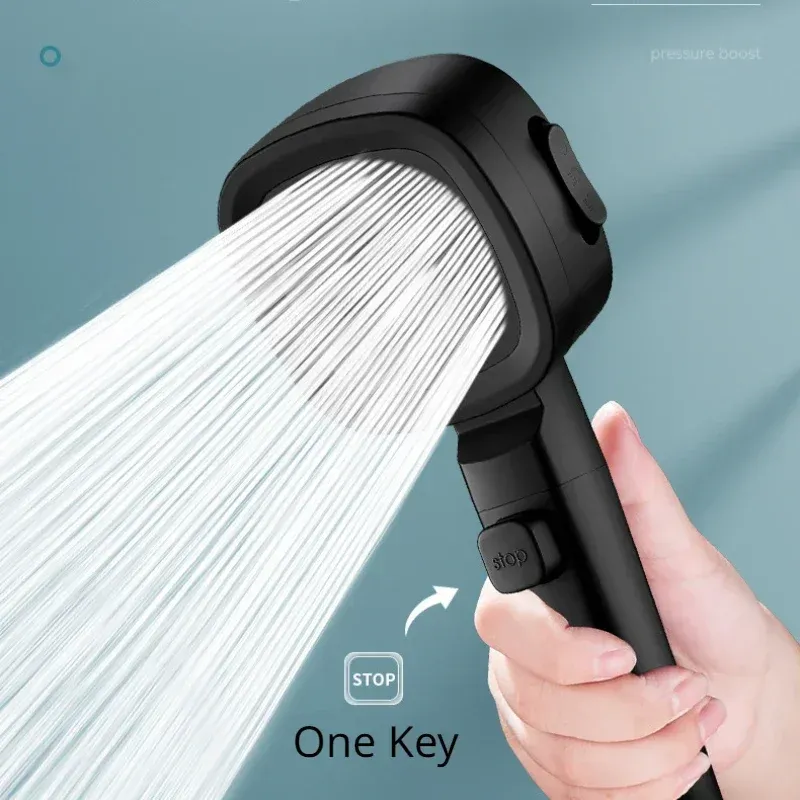 Pommeau de douche haute pression à 3 modes, réglable, avec arrêt une touche et économie d'eau 3