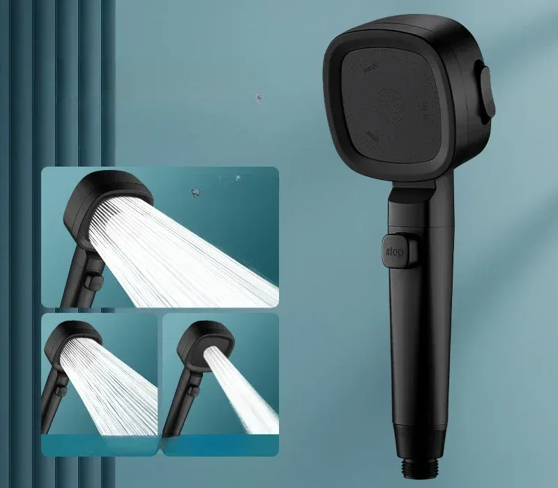 Pommeau de douche haute pression à 3 modes, réglable, avec arrêt une touche et économie d'eau 8