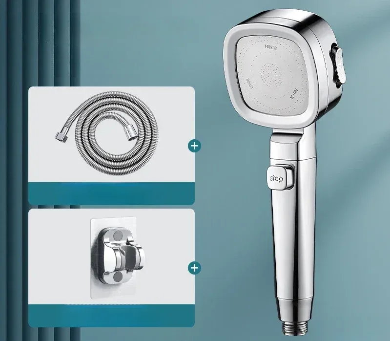 Pommeau de douche haute pression à 3 modes, réglable, avec arrêt une touche et économie d'eau 11