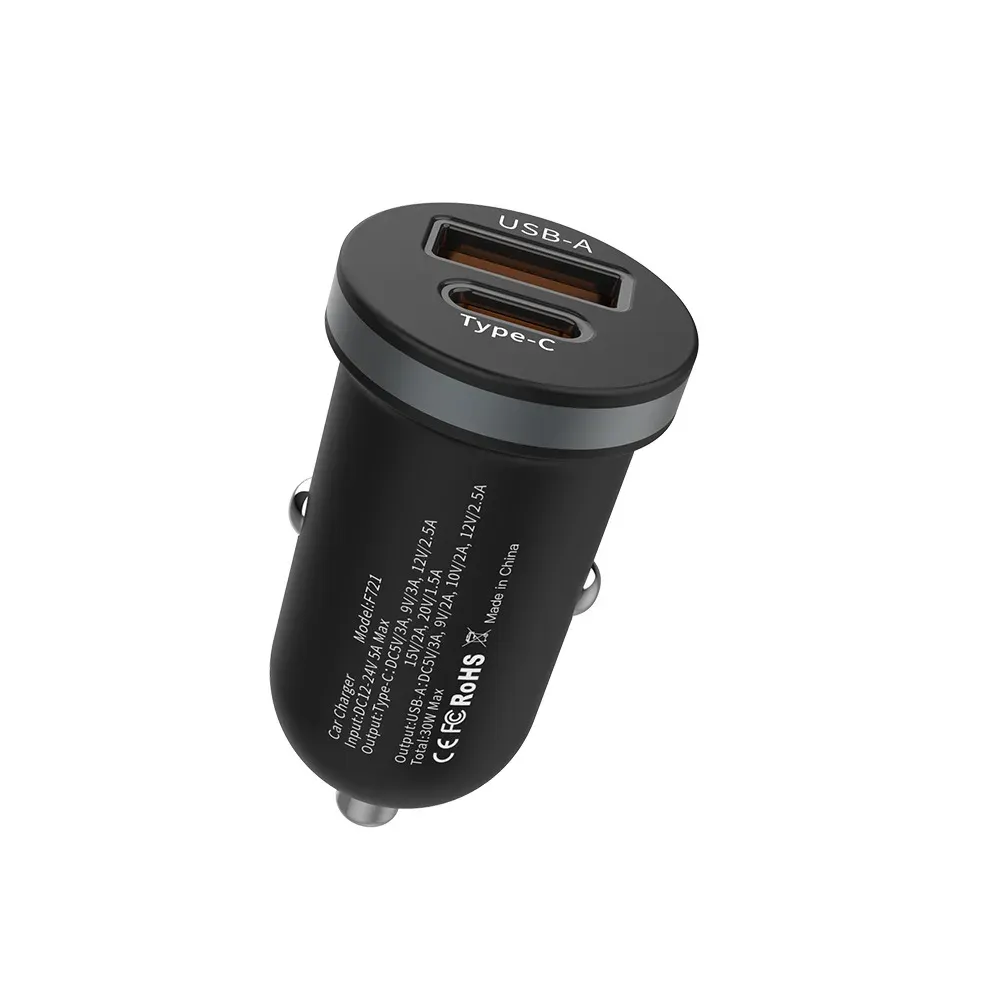 Chargeur de voiture 30W 5A USB-C et USB Charge rapide QC 4.0 PD 3.0 pour iPhone 12, 13, Huawei, Samsung, Xiaomi 5