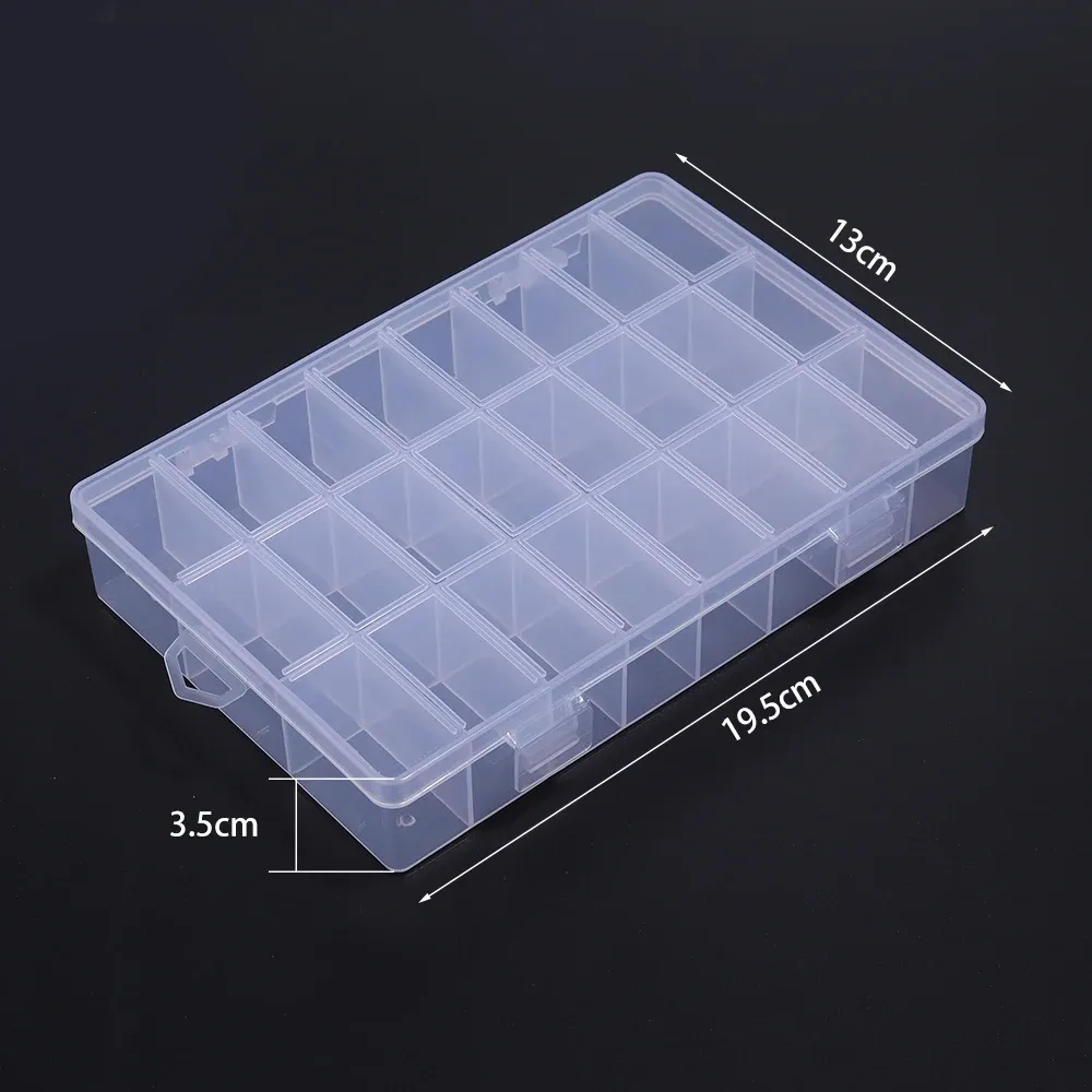 Boîte à bijoux en plastique, organiseur réglable à 5 à 28 compartiments, boîte de rangement pour perles et bijoux, étui rectangulaire 12