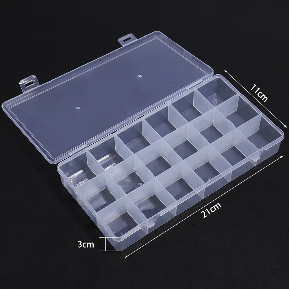 Boîte à bijoux en plastique, organiseur réglable à 5 à 28 compartiments, boîte de rangement pour perles et bijoux, étui rectangulaire 15