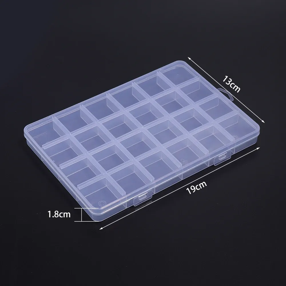 Boîte à bijoux en plastique, organiseur réglable à 5 à 28 compartiments, boîte de rangement pour perles et bijoux, étui rectangulaire 18