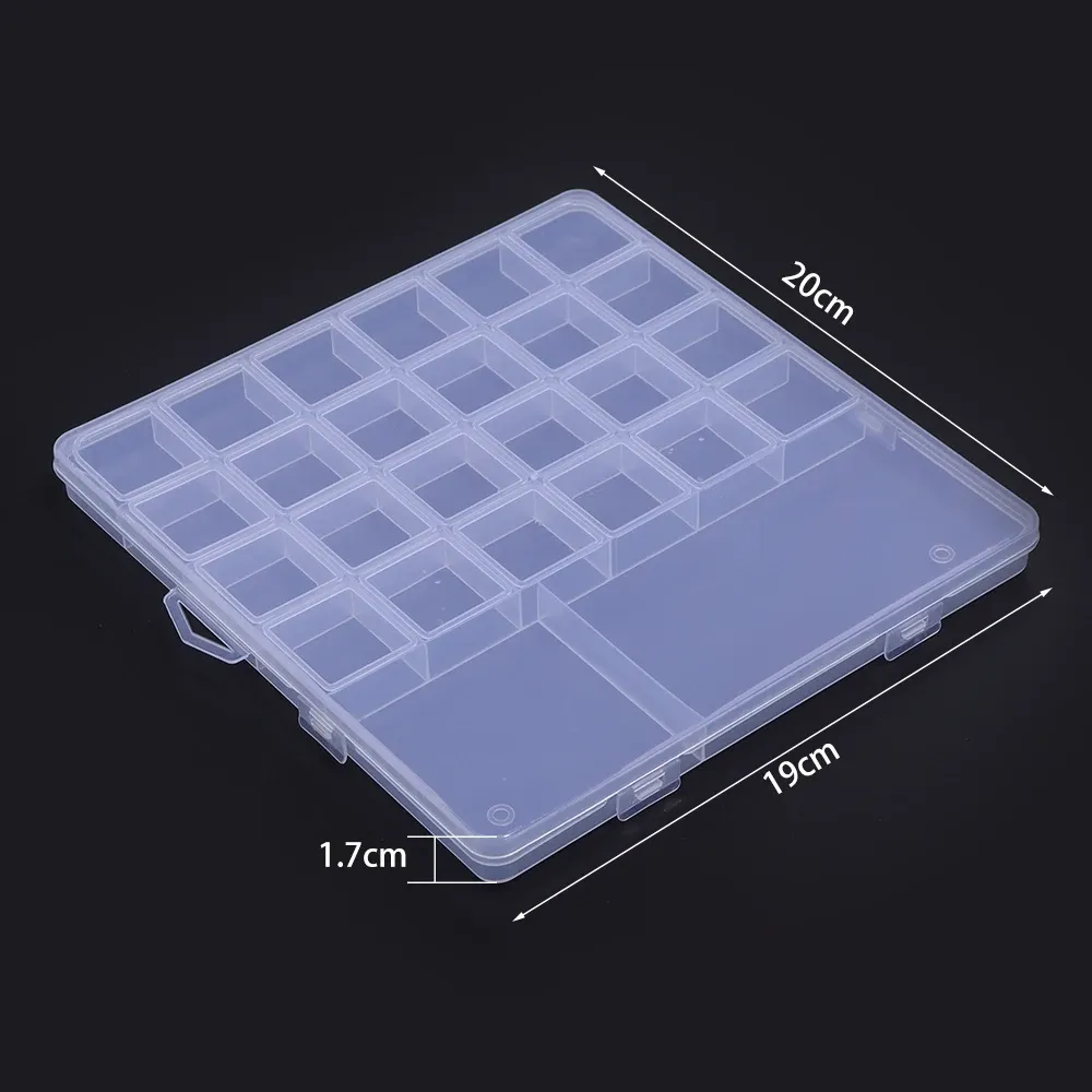Boîte à bijoux en plastique, organiseur réglable à 5 à 28 compartiments, boîte de rangement pour perles et bijoux, étui rectangulaire 17