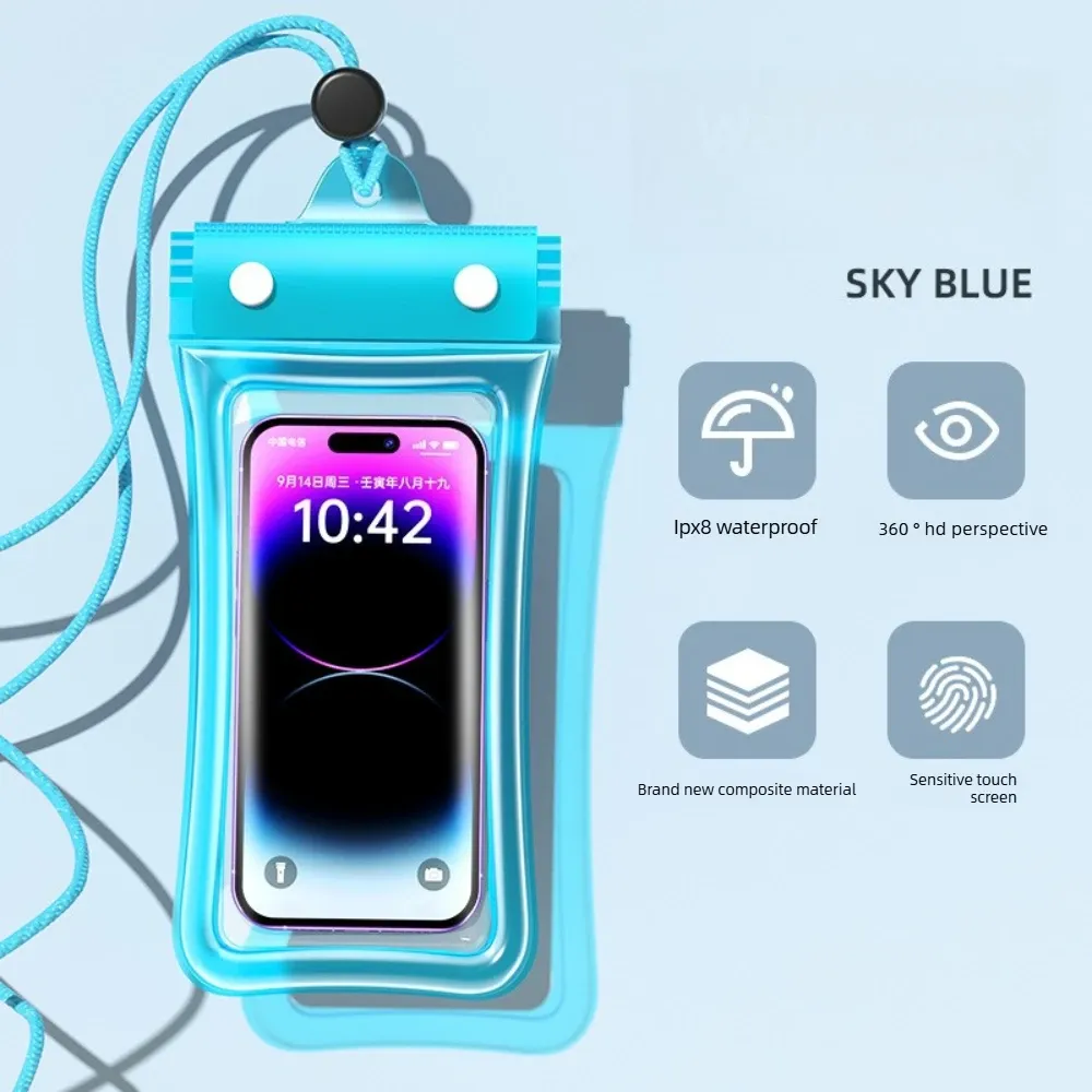 Pochette étanche flottante IPX8 avec airbag, compatible écran tactile, pour la natation, le rafting et les sources chaudes 10