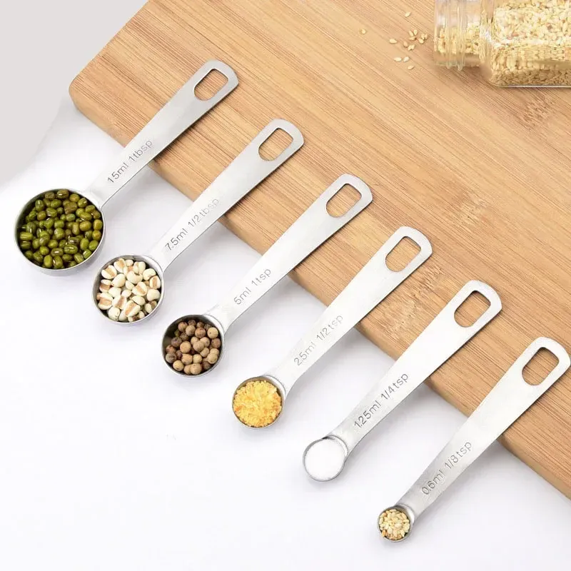 Ensemble de 6 cuillères à mesurer en acier inoxydable de qualité alimentaire pour sucre, café en poudre et épices 2