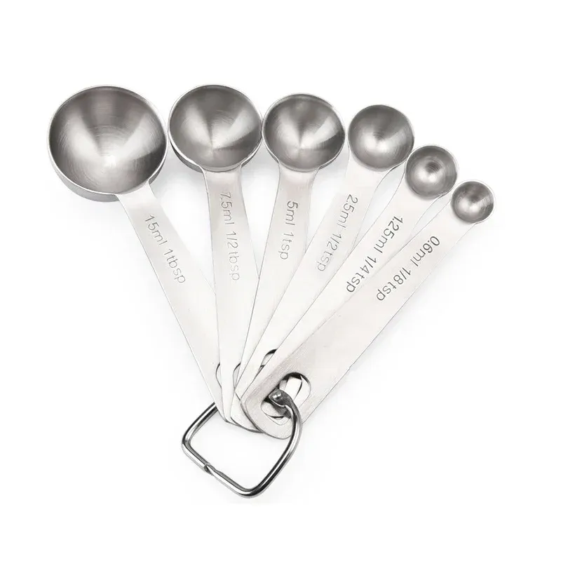 Ensemble de 6 cuillères à mesurer en acier inoxydable de qualité alimentaire pour sucre, café en poudre et épices 6