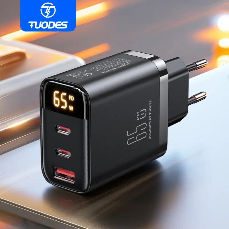 Chargeur GaN 65 W Tuodes PPS PD USB-C, charge rapide QC 4.0, compatible iPhone 17, MacBook Air, tablette Samsung, Xiaomi et ordinateur portable - Image 1