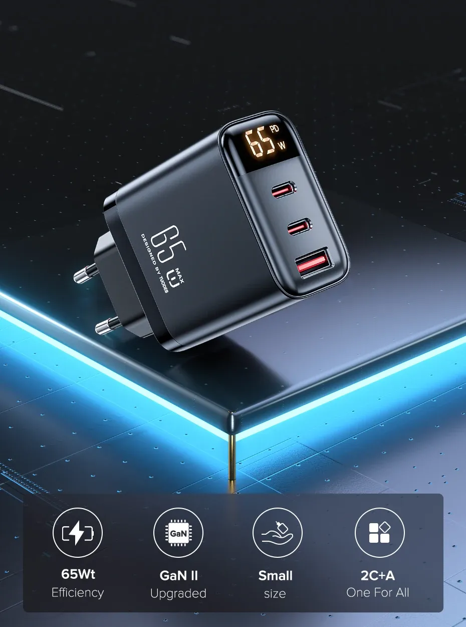Chargeur Tuodes 65 W à 3 ports